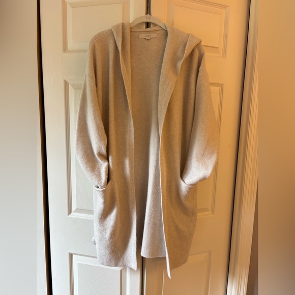 LOFT Cream Sweater with Hood Size Small - Picture 2 of 4